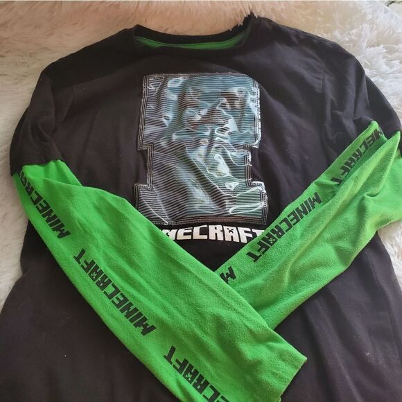 Minecraft Creeper Long Sleeve Shirt Size L (10/12) - Picture 6 of 7